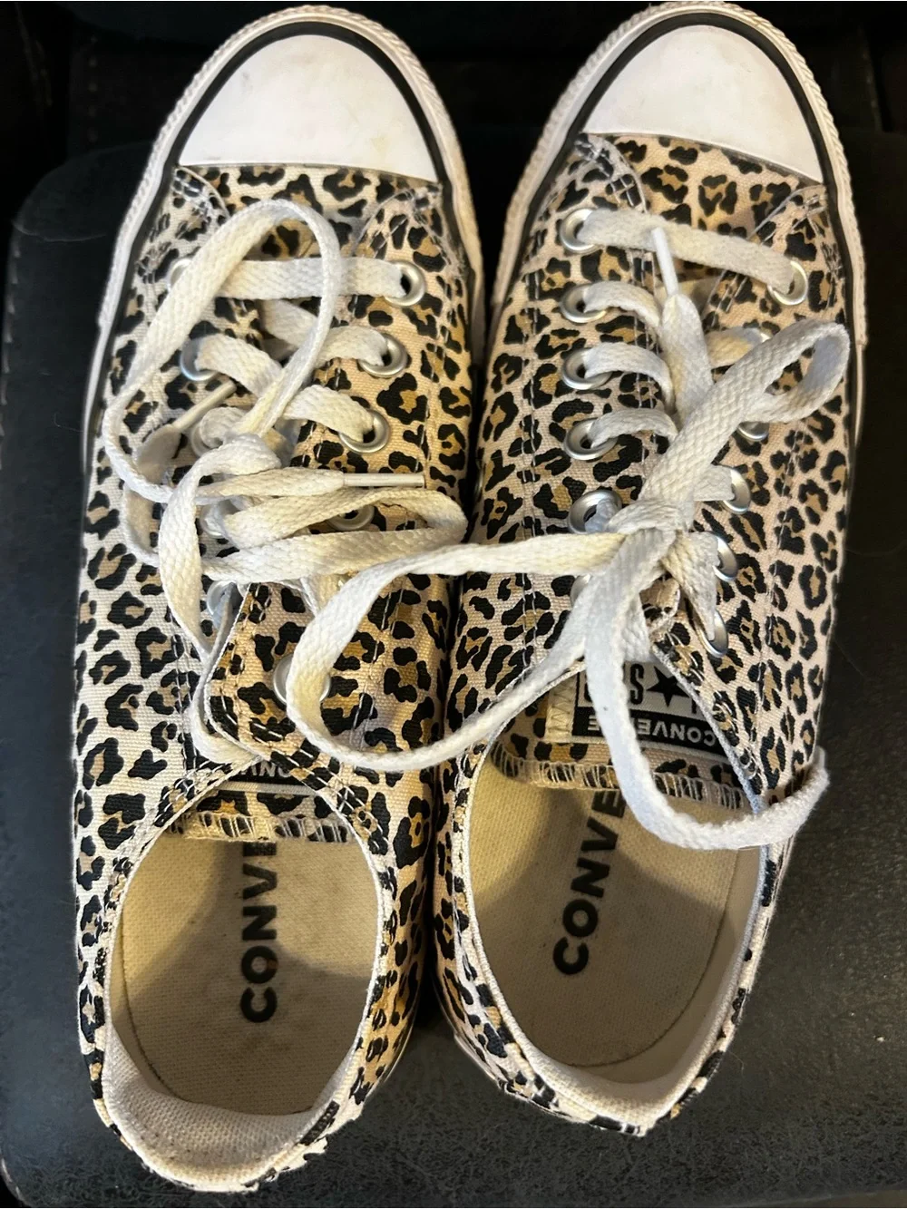 Women’s Leopard Print Canvas Sneakers - Tan/Black size 8